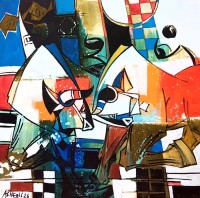 Ashkal, 18 x 18 Inch, Acrylic on Canvas, Figurative Painting, AC-ASH-343